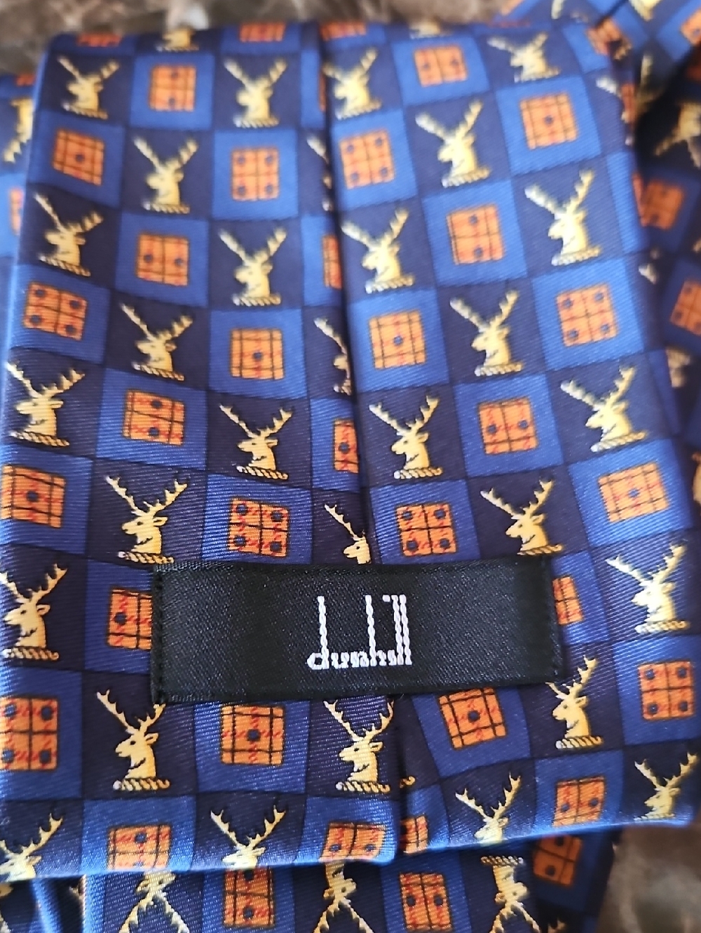 FATHERS DAY GIFT, Dunhill Deer Tie, Mens Deer Tie, Blue Elk Tie